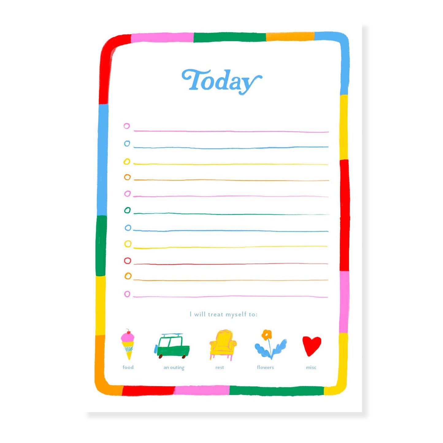 Today Rainbow To-Do – Colorful Daily Planner Notepad