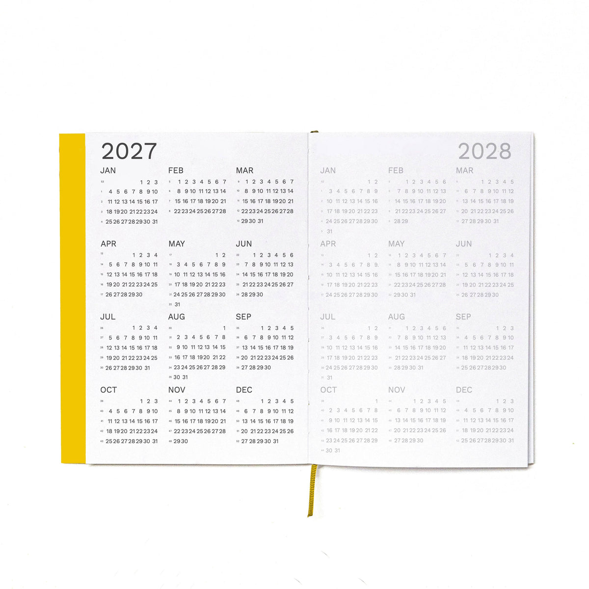 2027 Weekly Planner · Similar A5 Size: Indian Yellow