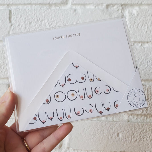You're The Tits - Gold Foil Flat Notecard Set