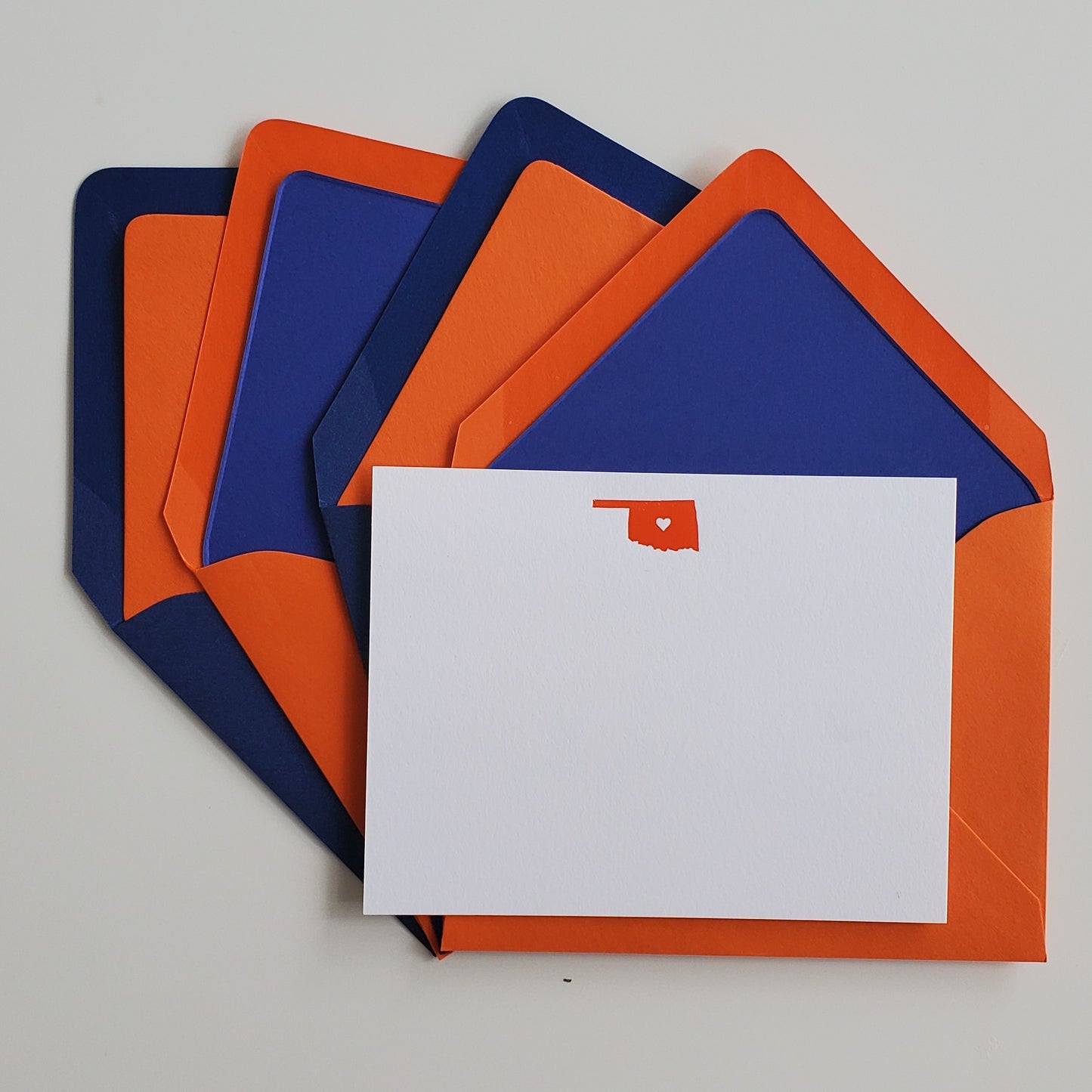 Oklahoma Blue & Orange Foil Flat Notecard Set