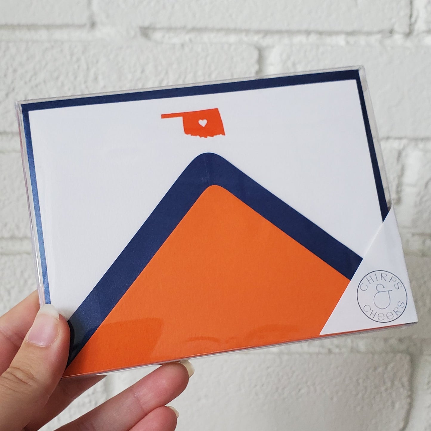 Oklahoma Blue & Orange Foil Flat Notecard Set