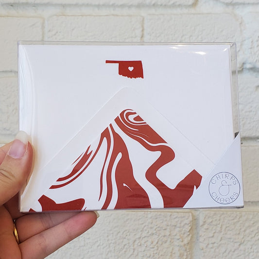 *NEW* Oklahoma Red (OU) Foil Flat Notecard Set