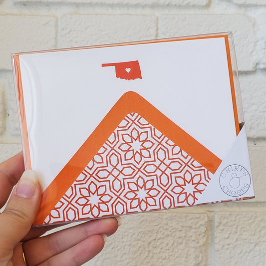 *NEW* Oklahoma Orange (OSU) Foil Flat Notecard Set