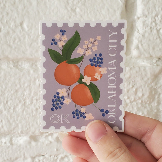 Slightly Stationery - Oklahoma City Sticker - Purple/Orange