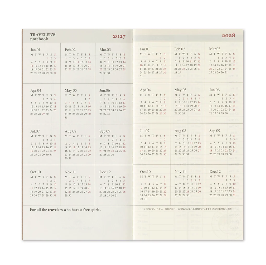 2027 Weekly Planner Vertical - Regular - Traveler's Refill