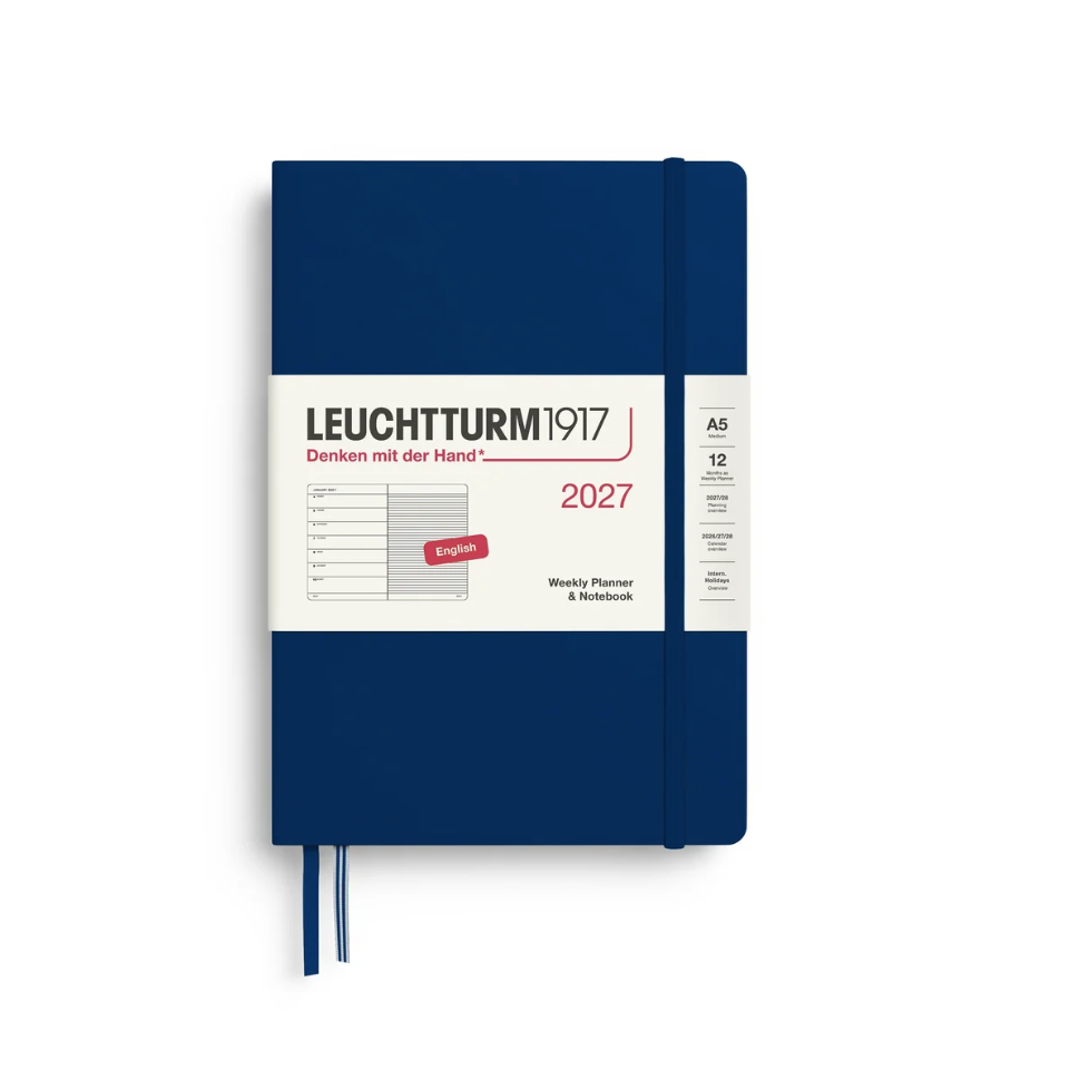 2027 Weekly Planner & Lined Notebook - HARDCOVER (A5) - leuch