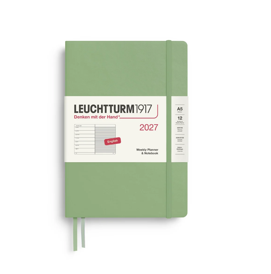 2027 Weekly Planner & Lined Notebook - HARDCOVER (A5) - leuch