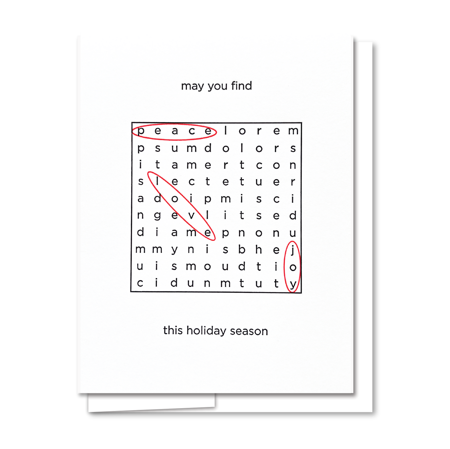 Quick Brown Fox Letterpress - Word Search Holiday - Letterpress Card