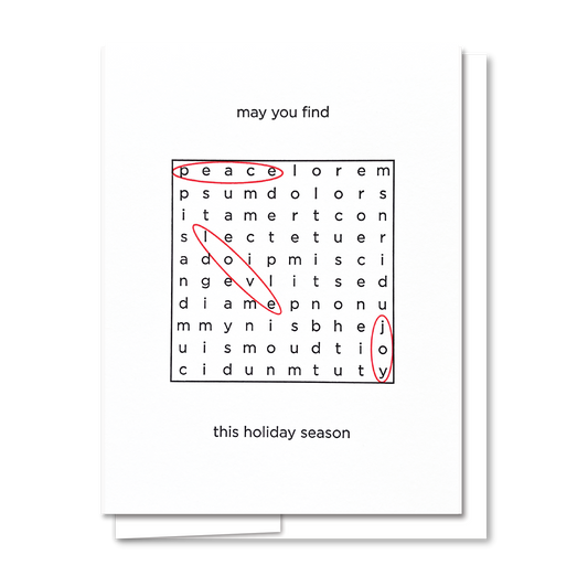Quick Brown Fox Letterpress - Word Search Holiday - Letterpress Card
