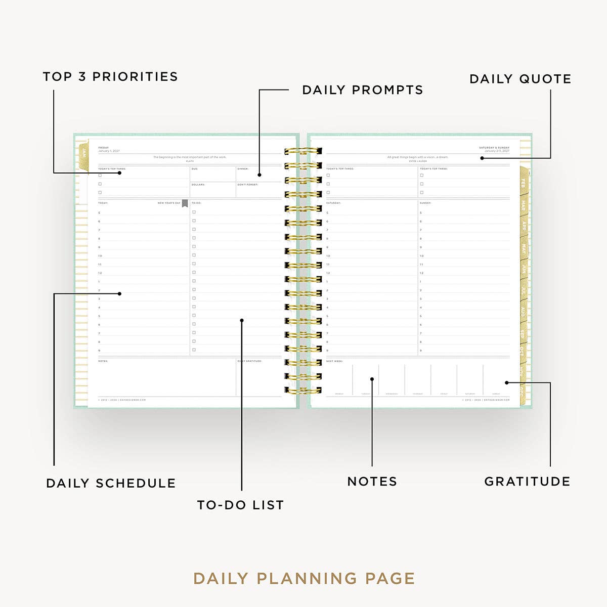 2027 Daily Planner: Sage Bookcloth