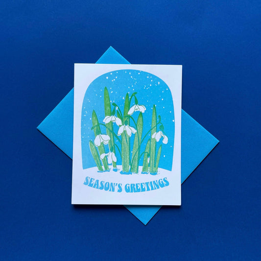 Pier Six Press - Seasons Greeting Snowdrop - Letterpress Holiday Card
