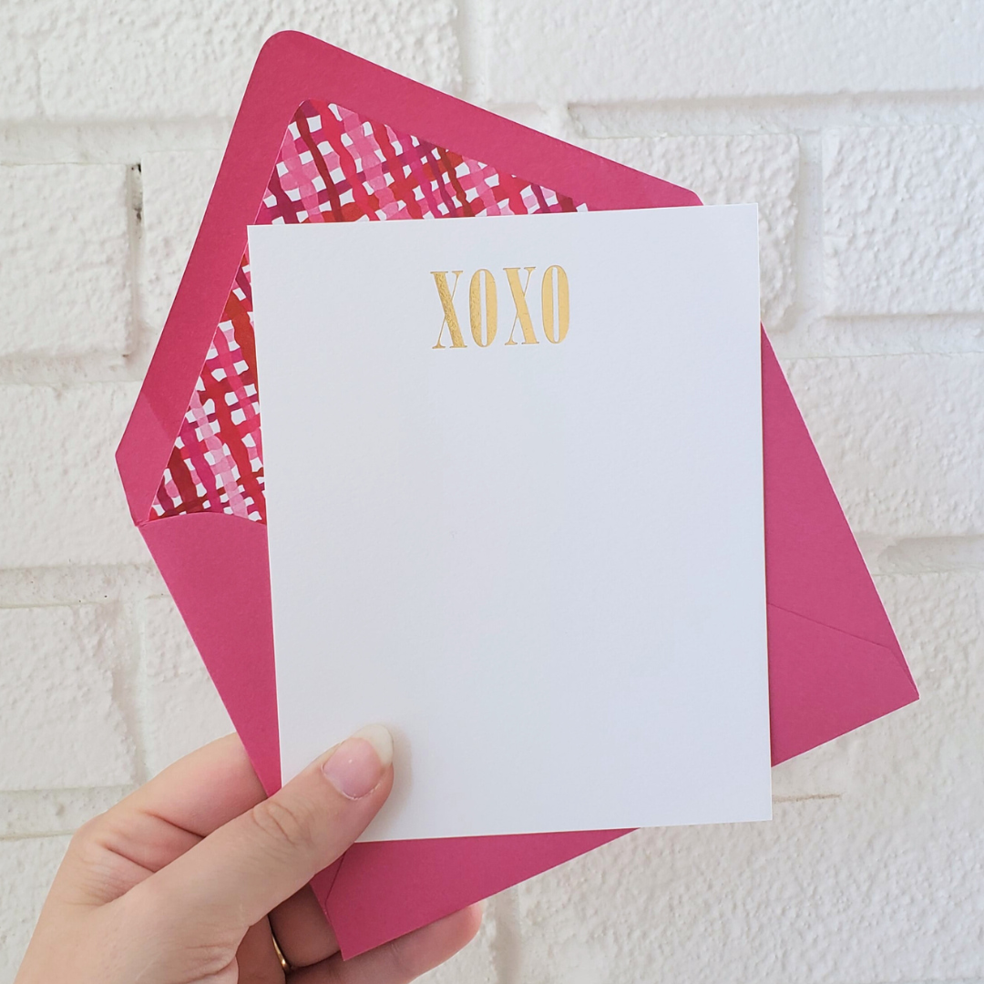 XOXO Valentine - Single Foil Flat Notecard