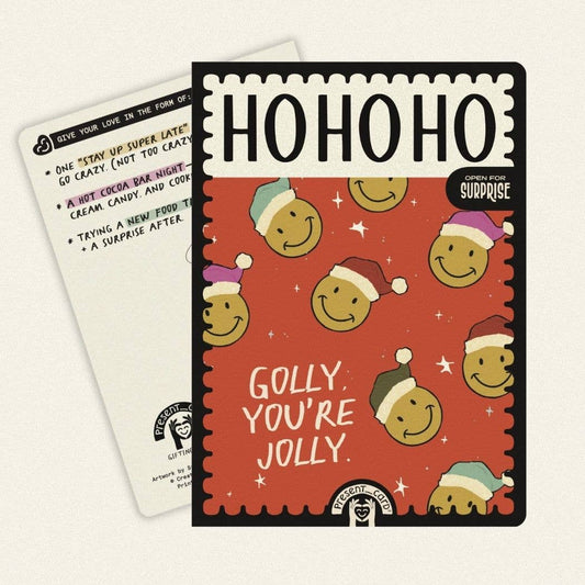 PresentCard™ | Golly You're Jolly - Smiley Face Holiday Card