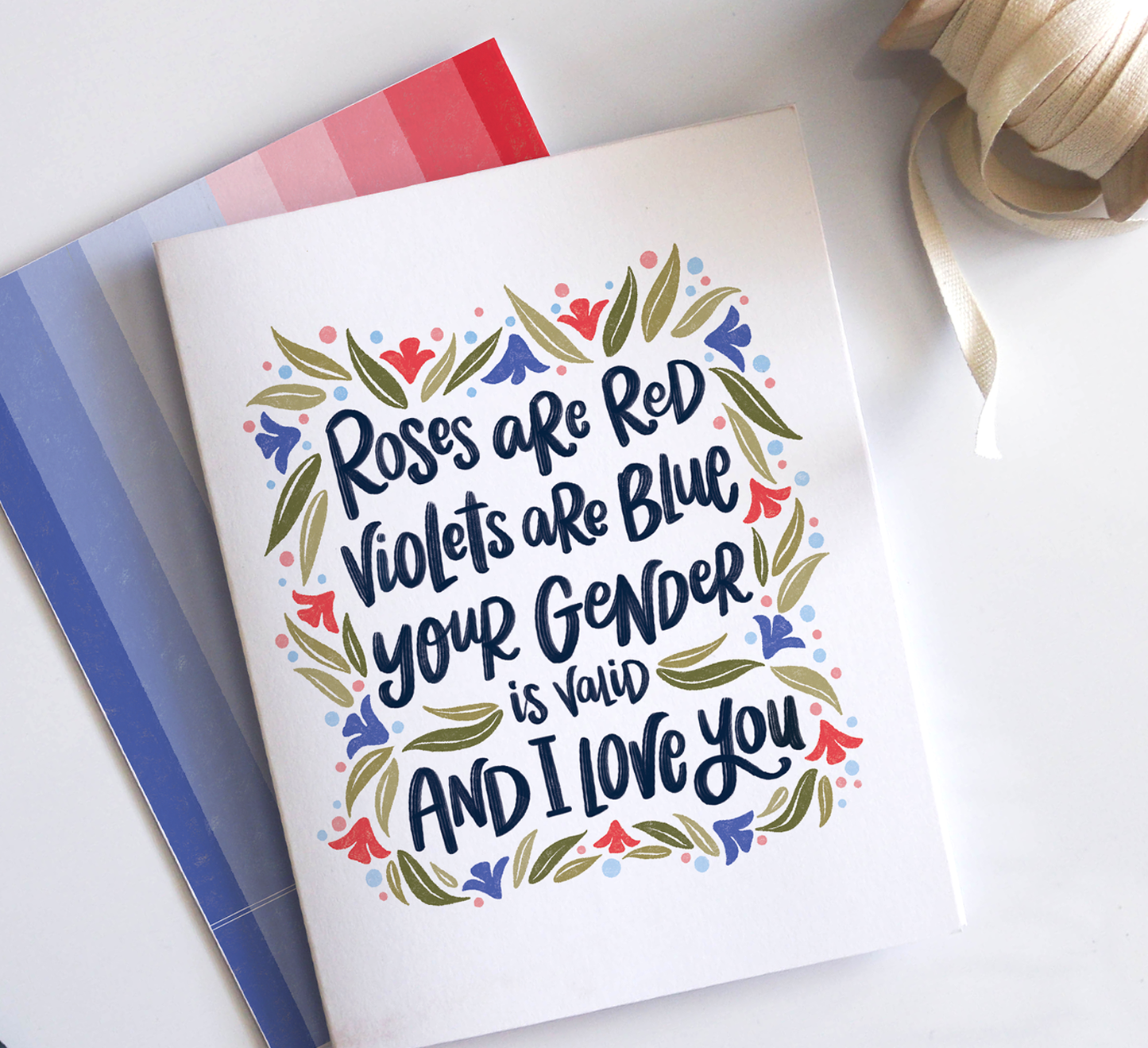 The Noble Paperie - Roses Are Red | LGBTQ+ Transgender Valentine's Day Love Card