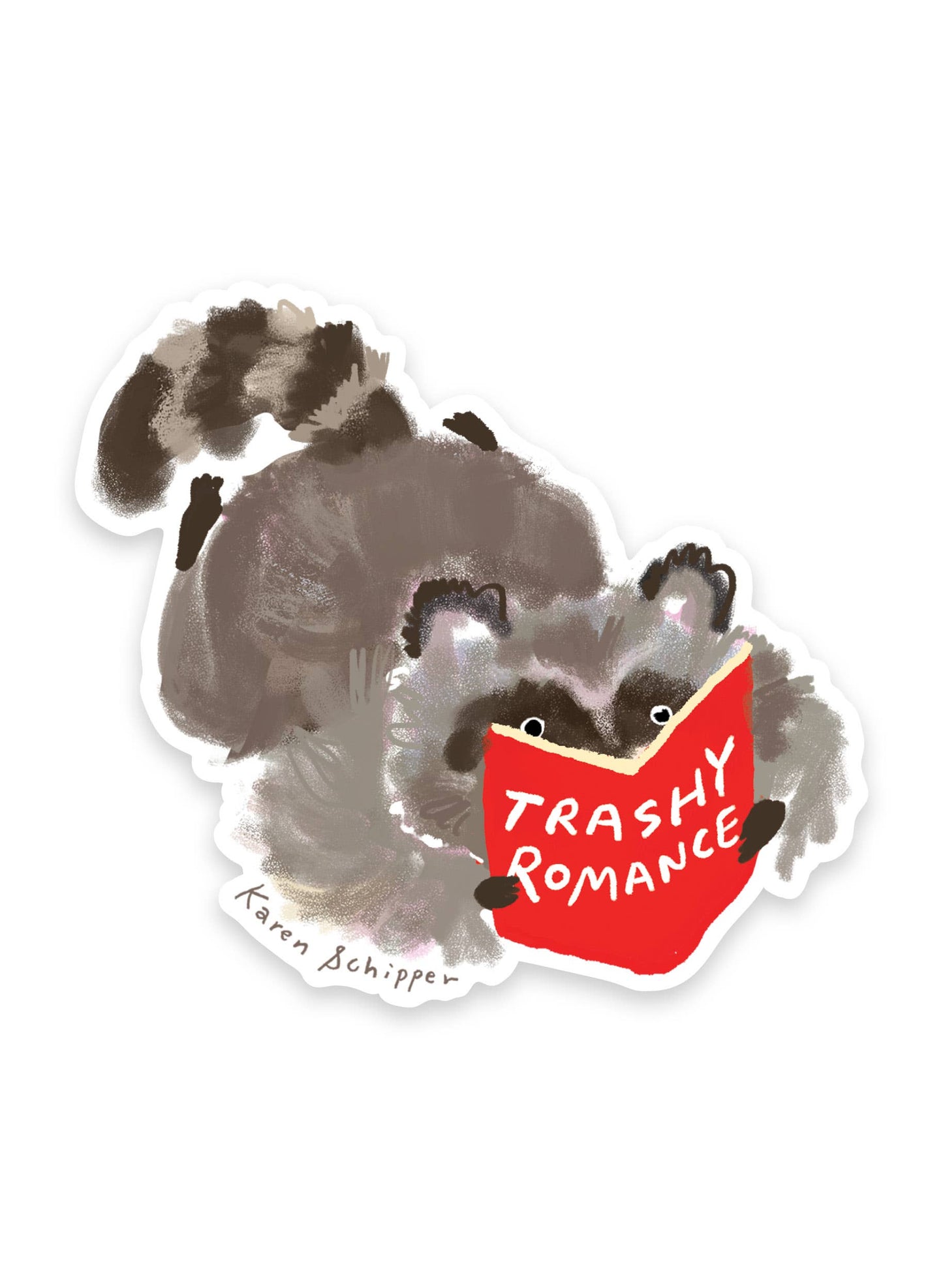 Trashy Romance Racoon – Funny Romance Book Vinyl Sticker
