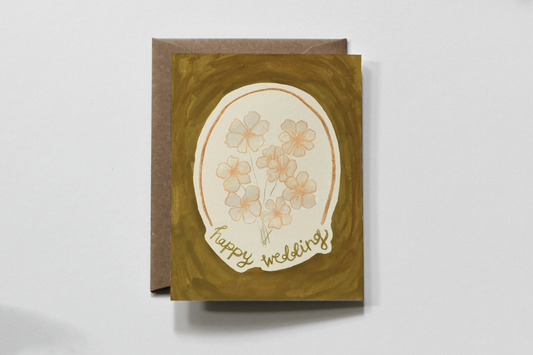 Classic Wedding | Floral Happy Wedding Greeting Card