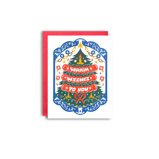 Pier Six Press - Warm Wishes Christmas Tree - Risograph Holiday card 