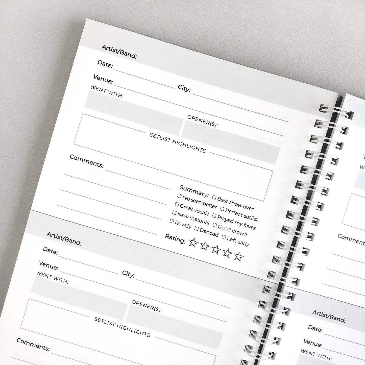 Concert Logbook - Music Lover Journal