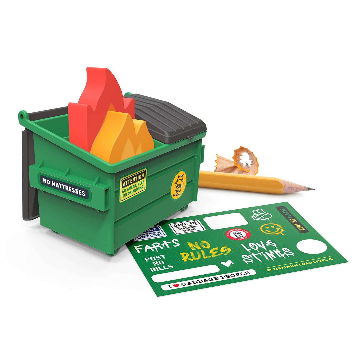 Trash Talk - Dumpster Fire Sharpener and Flame Erasers