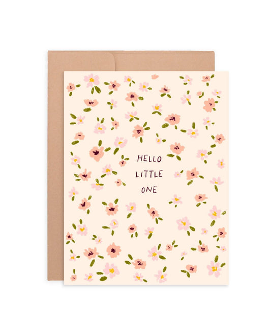 Hello Little One Flowers - Greeting Card for Baby Shower