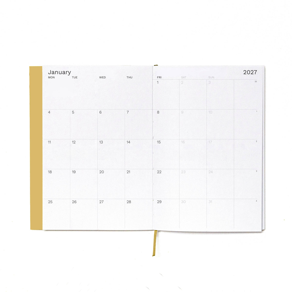 2027 Weekly Planner · Similar A5 Size: Indian Yellow