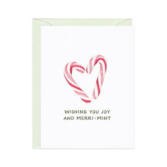 Amy Zhang - Joy + Merri-mint Candy Cane — Food Pun Holiday Card
