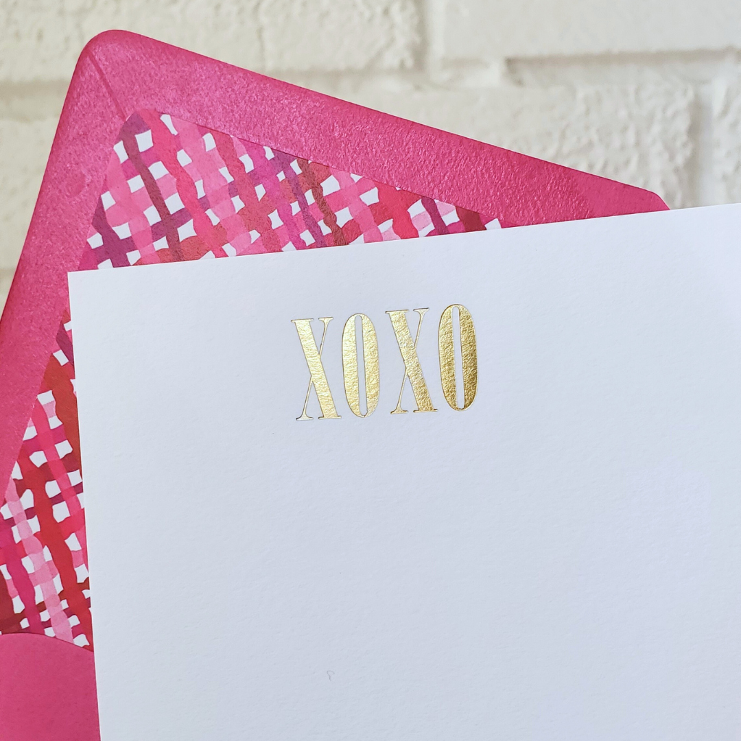 XOXO Valentine - Single Foil Flat Notecard