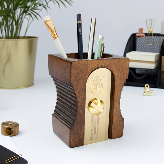 Wooden Sharpener Desk Tidy - Single Dark