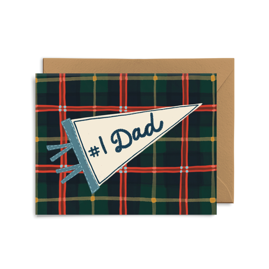 #1 Dad Plaid Flag Card