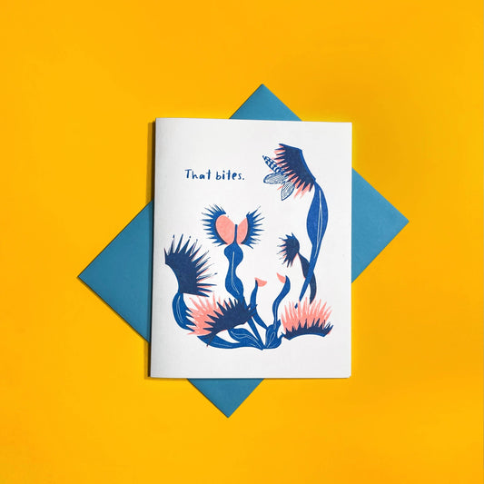 Pier Six Press - That Bites Venus Fly trap - Fun Risograph Card