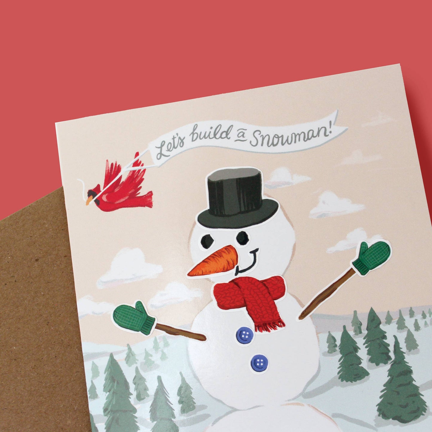 Inklings Paperie - Sticker Scene Card - Build a Snowman