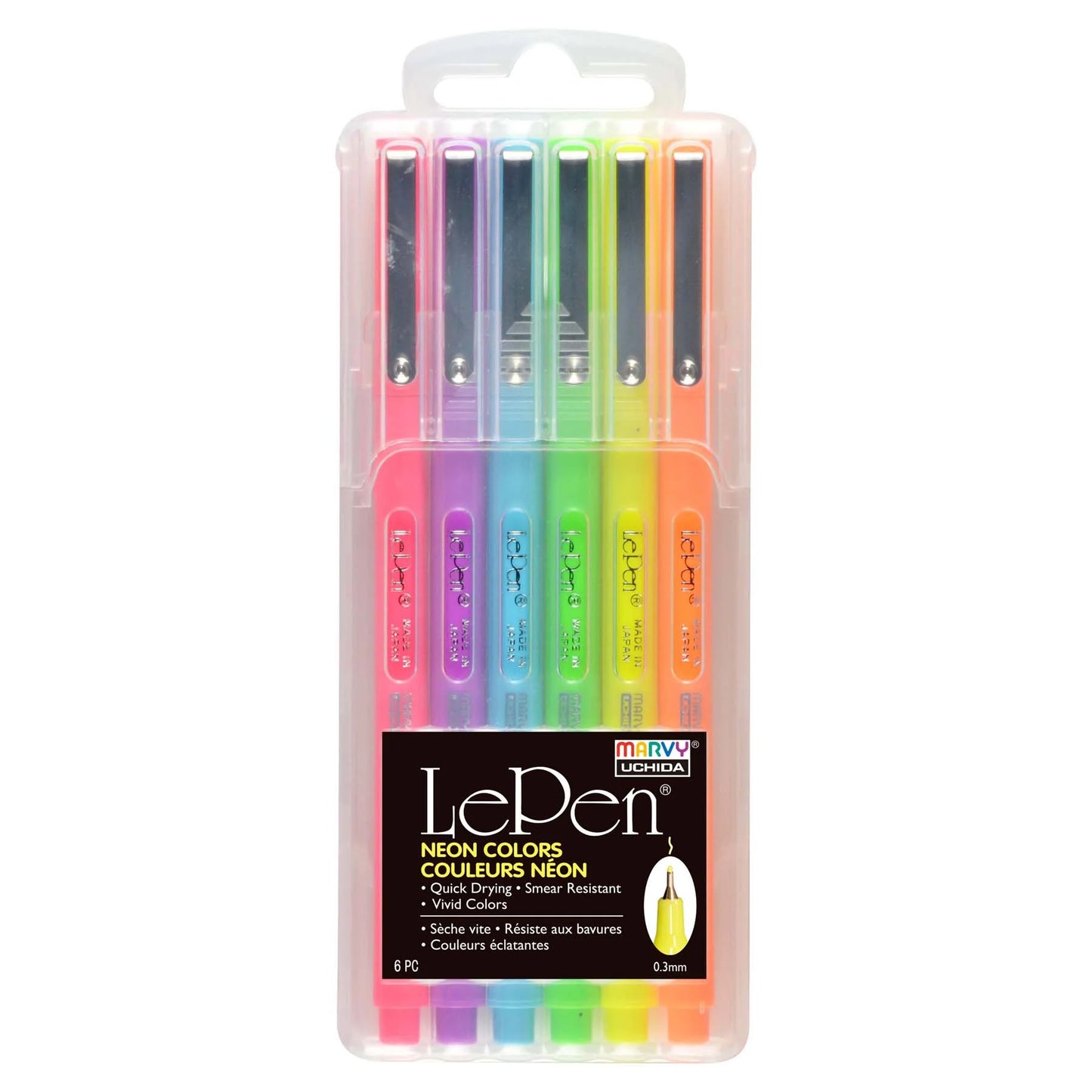 Neon Flourescent - Le Pen - Set of 6 With Case