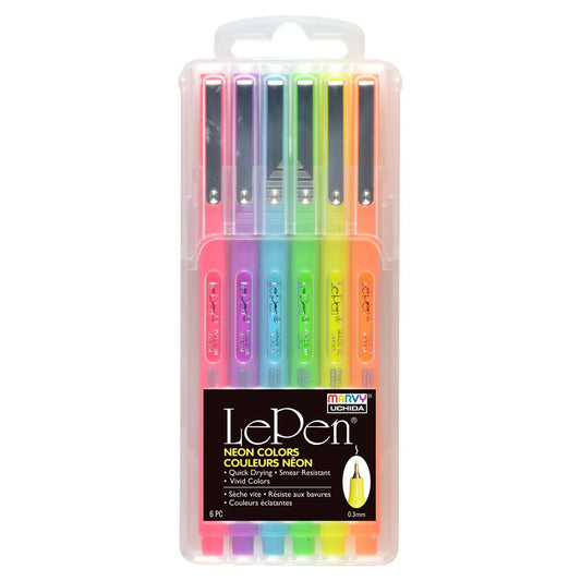 Neon Flourescent - Le Pen - Set of 6 With Case