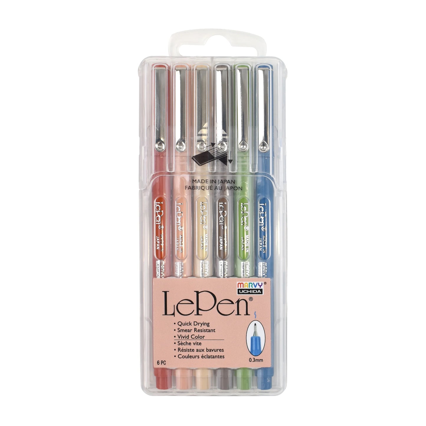 Earth Tones - Le Pen - Set of 6 With Case