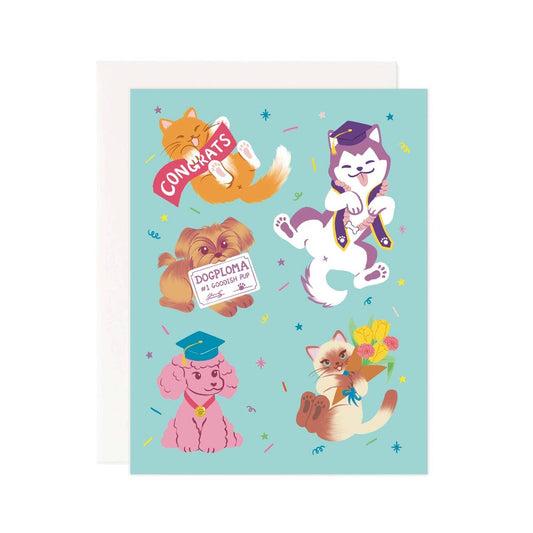 Pineapple Sundays Design Studio - Graduation Cats & Dogs Greeting Card