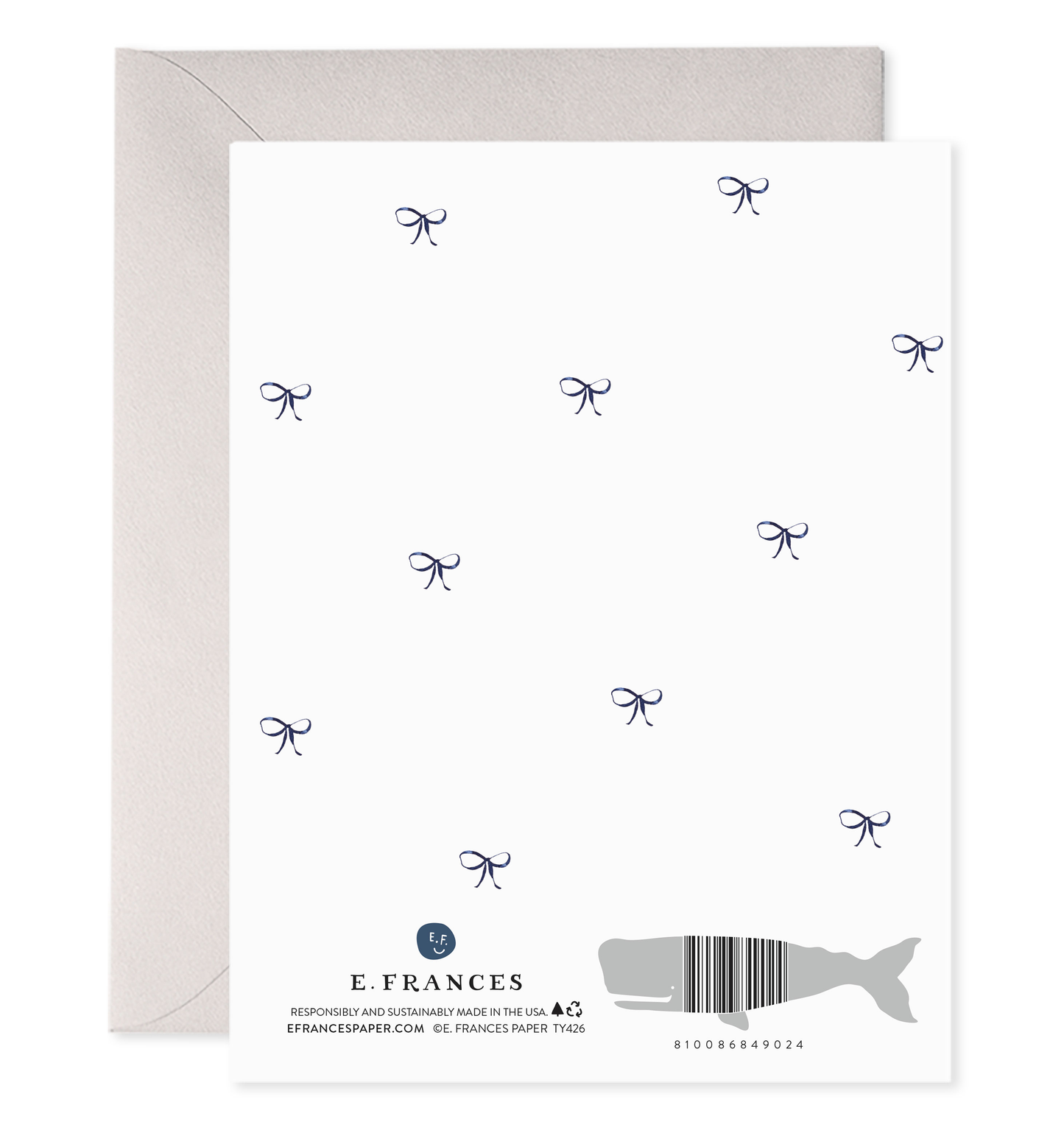 Big Navy Striped Bow - Thank You Set of 6