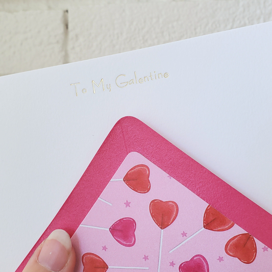 To My Galentine - Foil Flat Notecard Set