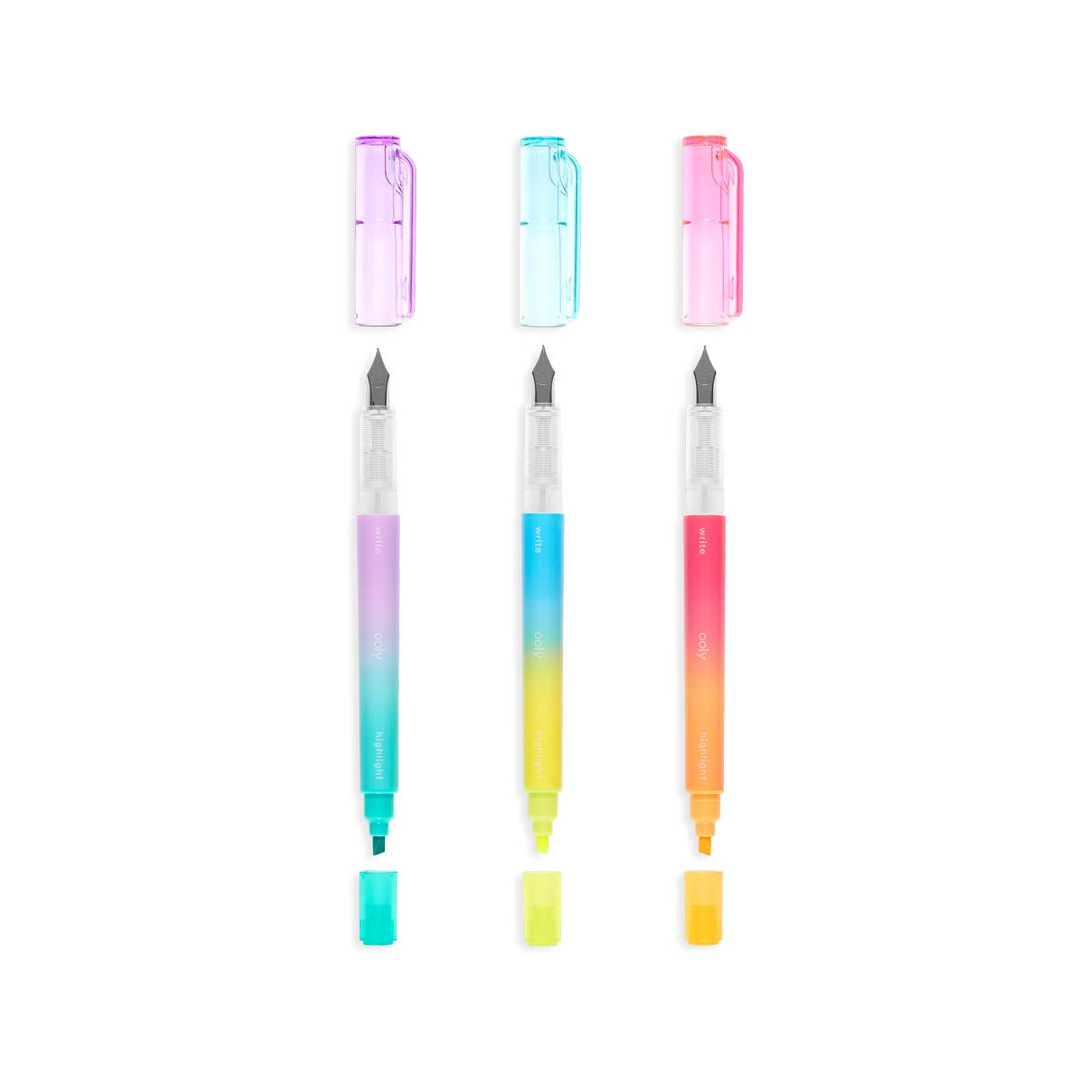 Writer's Duo - Double-Ended Fountain Pens & Highlighters - Set of 3
