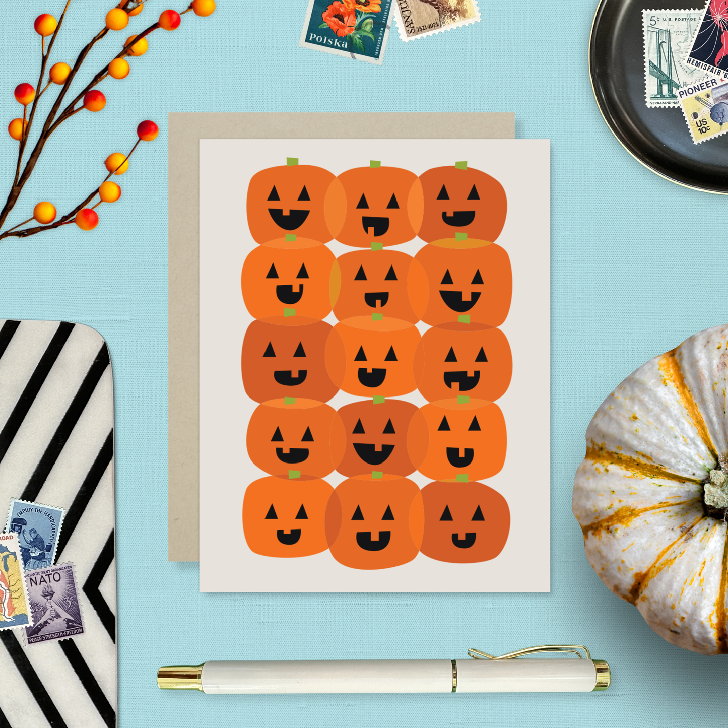 Barone and Co. - Modern Pumpkins Halloween Card