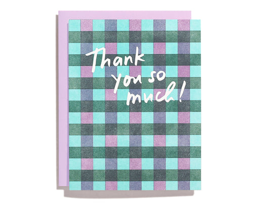 Plaid Thank You - Letterpress Greeting Card