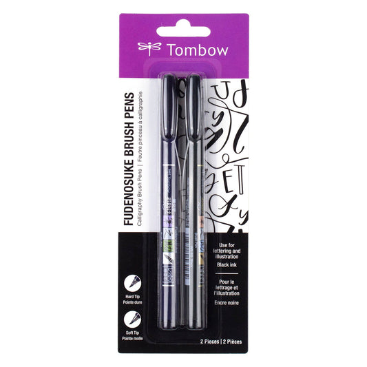 Tombow - BLACK Fudenosuke Calligraphy Brush Pens (set of 2)