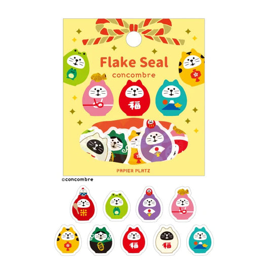 Papier Platz Flake Sticker - Daruma Cat