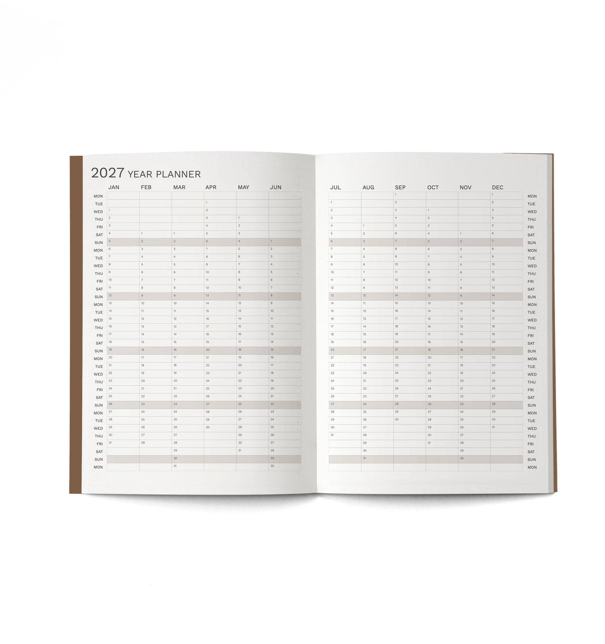 2027 Big Monthly Planner PLUS · Cappuccino · A4 Size
