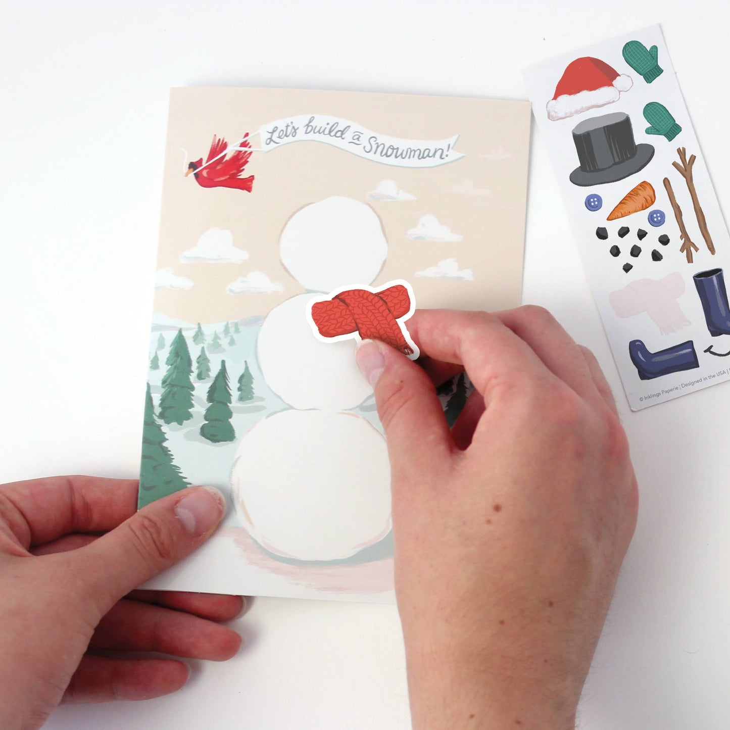 Inklings Paperie - Sticker Scene Card - Build a Snowman