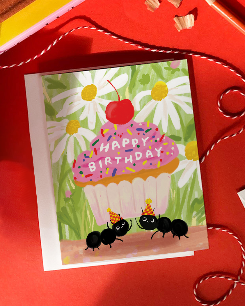 Ant Cupcake – Cute Animal Birthday Card