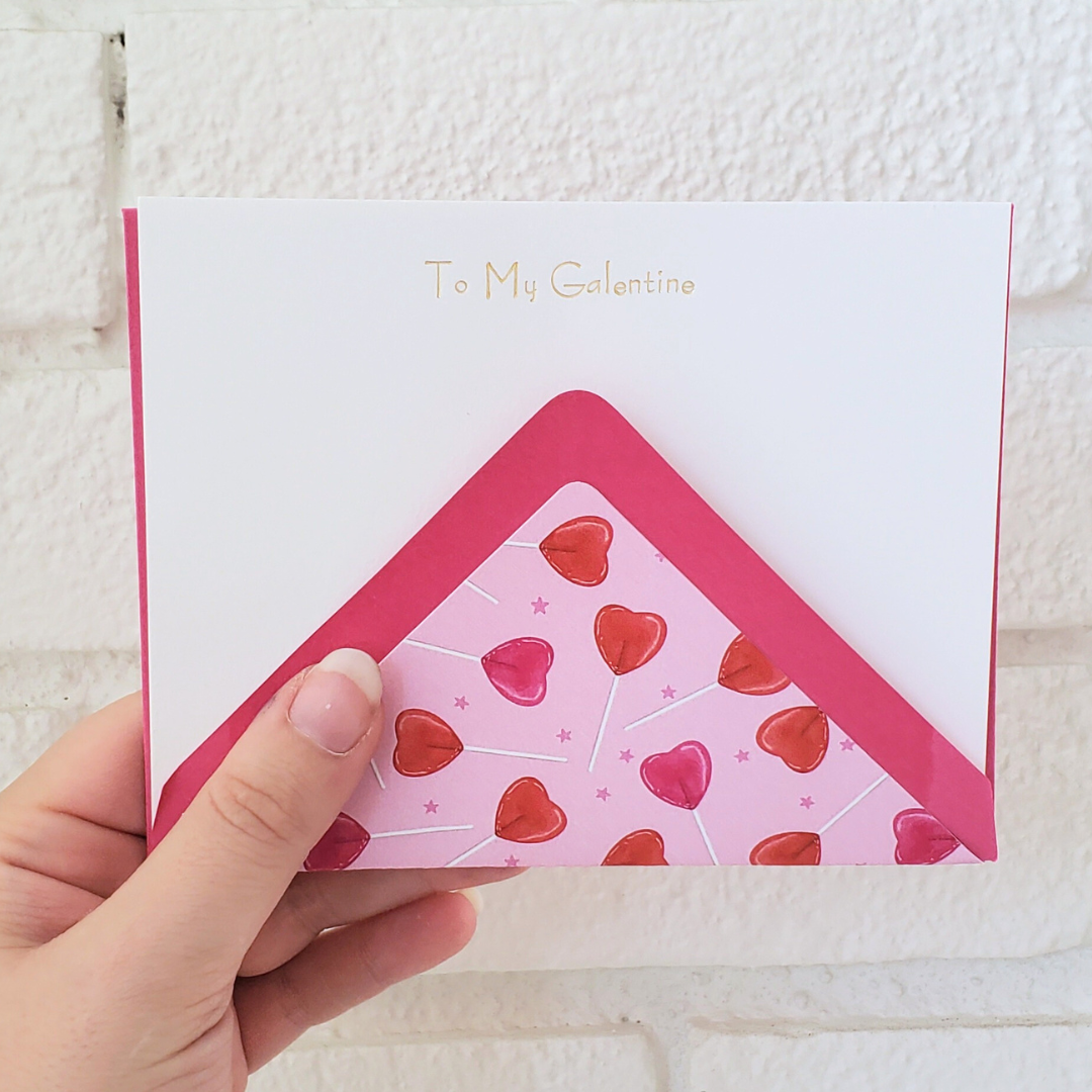 To My Galentine - Foil Flat Notecard Set