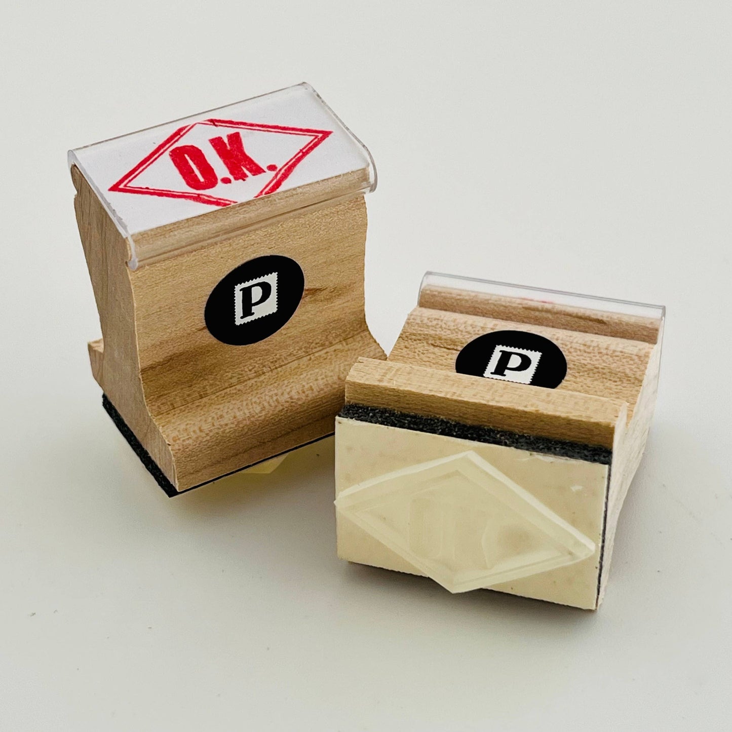 O.K. Diamond - Wooden Handle Rubber Stamp