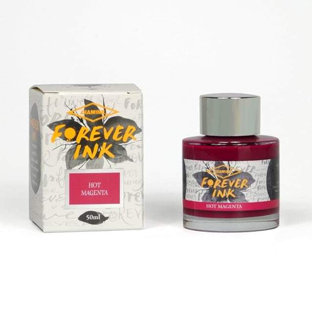 Bottle and packaging of Forever Ink Hot Magenta on a white background