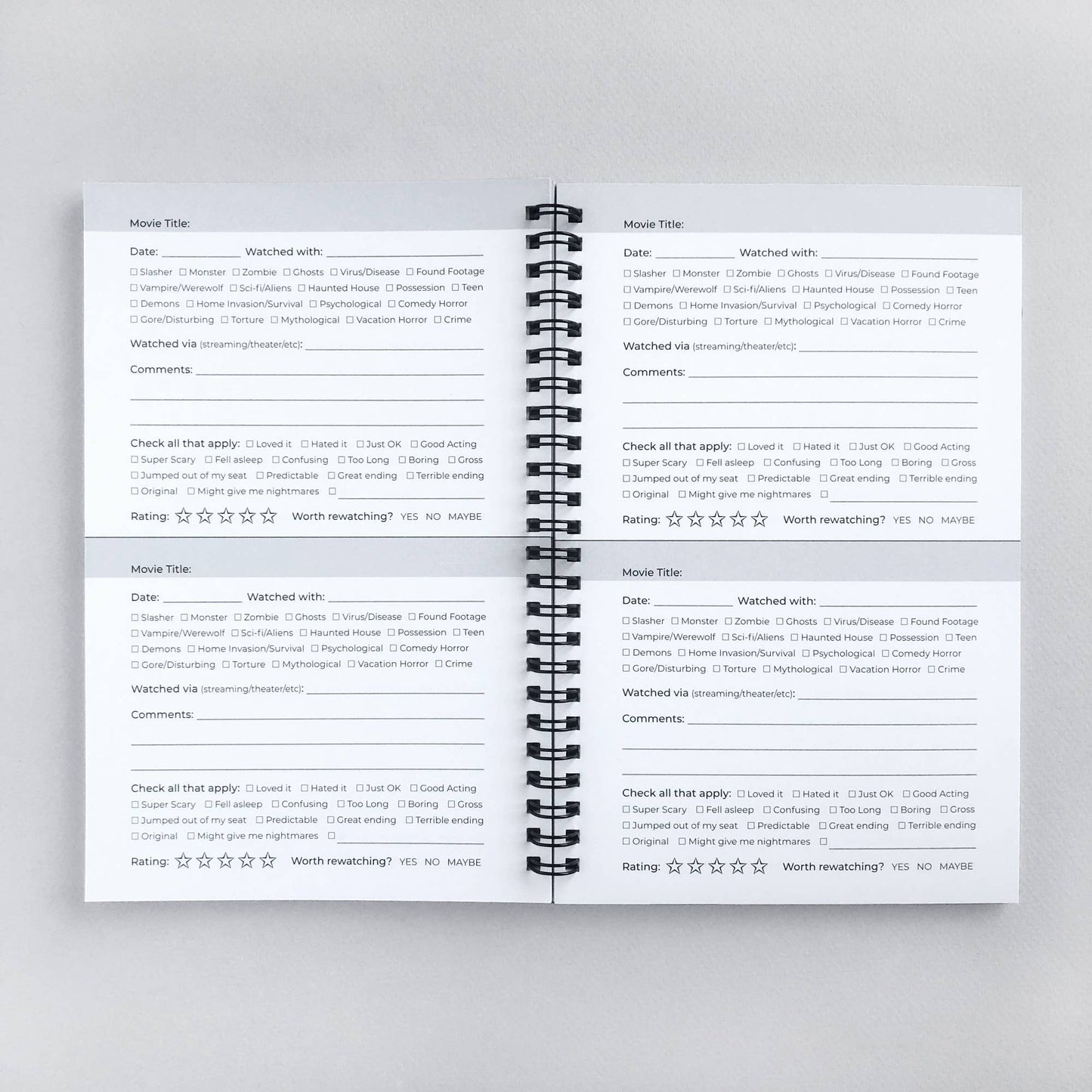 Horror Movie Logbook - Journal for Tracking Scary Movies