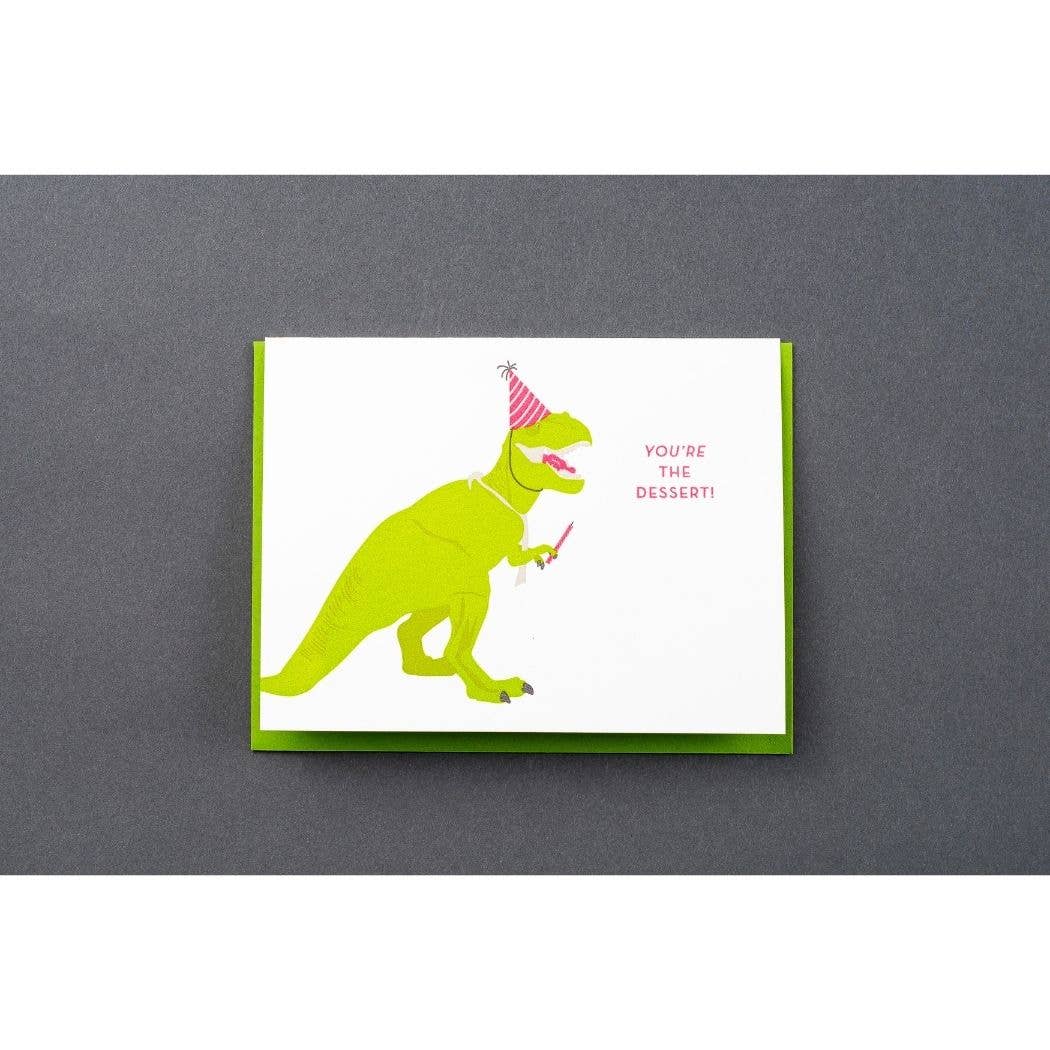 Porchlight Press Letterpress - Birthday Dino Dessert Card